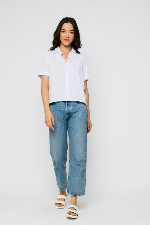 Nina-Roll Cuff Short Sleeve Shirt